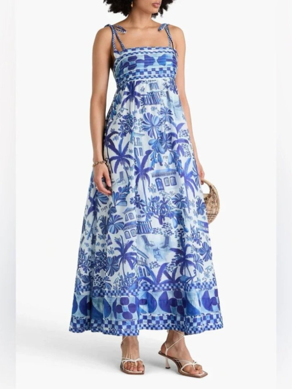 NWT - FARM RIO DRESS MAXI BLUE SWEET RIO OFF WHITE - Size S - Picture 4 of 6
